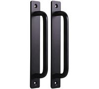 HJZZQH 2Pcs Barn Side Mount Black Aluminum Interior Closet Pull Gate Handle Entry Door Handles for Sliding Wood/Glass/Metal Door/243Mm/9.5I (243mm/9.5inch)