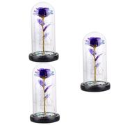HJZZQH 3 Pcs Wedding Decor Nightlight Glass Rose Night Light Desk Led Eternal Rose in Glass Dome Artificial Rose Night Lamp Enternal Flower Lamp Glass Dome Lamp Decorate Roses Purple