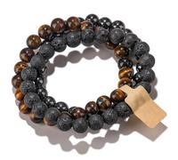 HJZZQH 3pcs 6/8mm stretch ded bracelet crystal stone bracelets for women men semi-precious gemstone bracelets round jewelry gifts box