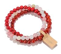 HJZZQH 3pcs 6/8mm stretch ded bracelet crystal stone bracelets for women men semi-precious gemstone bracelets round jewelry gifts box