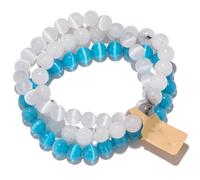 HJZZQH 3pcs 6/8mm stretch ded bracelet crystal stone bracelets for women men semi-precious gemstone bracelets round jewelry gifts box