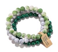 HJZZQH 3pcs 6/8mm stretch ded bracelet crystal stone bracelets for women men semi-precious gemstone bracelets round jewelry gifts box