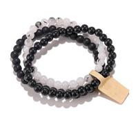 HJZZQH 3pcs 6/8mm stretch ded bracelet crystal stone bracelets for women men semi-precious gemstone bracelets round jewelry gifts box