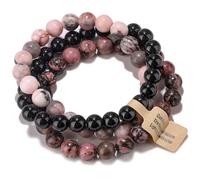 HJZZQH 3pcs 6/8mm stretch ded bracelet crystal stone bracelets for women men semi-precious gemstone bracelets round jewelry gifts box