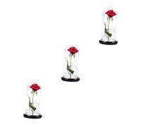 HJZZQH 3pcs Led Desk Lamps Globe Table Lamp in Remembrance Eternal Rose Flower Wedding Decoration Flower Led Light Table Lamps Desk Light Wooden Glass Ornaments Lovers