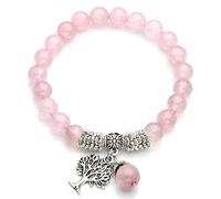 HJZZQH 8mm purple amethyst natural gemstone life tree lucky charm stretch bracelet