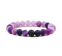 HJZZQH 8mm Stone Bead Bracelet Real Crystal Bead Bracelet Nature Stones Blue White Round Woven Stretchy 17cm x 7mm for Birthday
