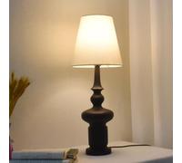 HJZZQH American Vintage Table lamplarge Resin Bedroom Bedside lamp Fabric Shade Black Colour Table Lamps Decorative Table lamp E27 Living Room Hotel 30 * 67CM