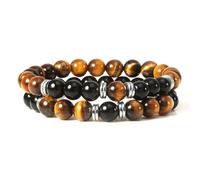 HJZZQH Bead Bracelets 8mm Natural Raw Amethyst Stone Bracelet Nature Stones Red Black Round Braided Elastic 17cm x 7mm for Graduation
