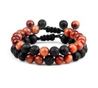 HJZZQH Bead Bracelets for Men 8mm Natural Amethyst Bracelet 2PCS 2PCS White Round Woven Stretchy Nature Stones 17cm x 7mm for Valentines Day