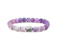 HJZZQH Beaded Bracelets 8mm Crystal Bead Bracelet Nature Stones Buddha Head White Round Woven Stretchy 17cm x 7mm 1PCS for Graduation