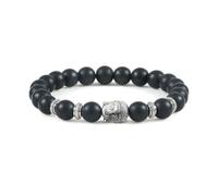 HJZZQH Beaded Bracelets 8mm Crystal Bead Bracelet Nature Stones Buddha Head White Round Woven Stretchy 17cm x 7mm 1PCS for Graduation