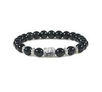 HJZZQH Beaded Bracelets 8mm Crystal Bead Bracelet Nature Stones Buddha Head White Round Woven Stretchy 17cm x 7mm 1PCS for Graduation