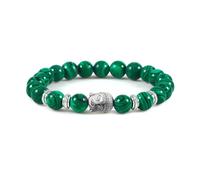 HJZZQH Beaded Bracelets 8mm Crystal Bead Bracelet Nature Stones Buddha Head White Round Woven Stretchy 17cm x 7mm 1PCS for Graduation