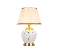 HJZZQH Bed Lamp Retro Desk Light Ceramics Bedside Table Lamps with Fabric Lampshade Chinese Style Nightstand Table Lamps for Home Office Lamp, 20" H Desk Light Living Room Lamp(A)