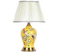 HJZZQH Bedroom Bedside Lamp Chinese Retro Ceramics Table Lamp Glazed Ceramic Table Lamp Ceramics Desk Lamp Table Lamps for Living Room,Yellow,33×51cm