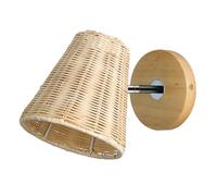 HJZZQH Bedroom Rustic Vanity Fixturte Woven Lamp, 360° Rotatable Farmhouse Mounted Light, Boho Lighting Rattan Wall for Bedside