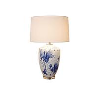 HJZZQH Bedside Table Lamp Chinese Style Table Lamps Ceramics Bedside Table Lamps with Fabric Lampshade Concise Nightstand Lamps for Home Office Cafe Lamp, 28.7" H Bedside Lamps