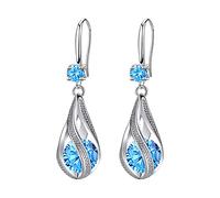 HJZZQH Blue Penguin Earrings Funny Animal 3D Effect Women Pretty Pearl Clip on for