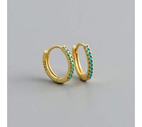 HJZZQH Blue Turquoise Real Ear Buckle Hoop Earrings For Women Piercing Earring Jewelry