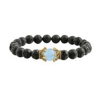 HJZZQH Bracelets for Men 8mm Natural Raw Amethyst Stone Bracelet Nature Stones Crown Black White Round Beads Braided Elastic 17cm x 7mm for Engagement