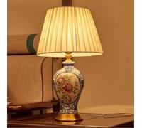 HJZZQH Ceramics Decorative Table lamp Vintage Table Lamps American Country Style Bedside lamp Fabric Shade E27 Living Room & Bedroom Hotel Table Lamp