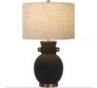 HJZZQH Ceramics Large Table lamp Vintage Japanese Style Table Lamp Bedside lamp Minimalism Bedroom Living Room with Fabric Shade E27*1for Hotel Decorative 40 * 77cm