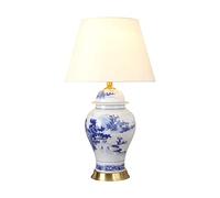 HJZZQH Desk Lamp Chinese Ceramic Table Lamp Bedroom Bedside Lamp Large Living Room Landscape Painting Blue and White Porcelain Table Lamp Table Light