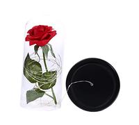 HJZZQH Eternal Flower with Glass Cover for Her Glass Rose Couple Led Desk Lamps Flower Led Light Led Rose Memorial Table Lamp Ornaments Lovers Wedding Wooden