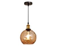 HJZZQH Farmhouse Pendant Light Amber Hammered Glass Hanging Lamp Kitchen Island Lighting Fixture Adjustable Cord Ceiling Lamps for Hallway Kitchen Sink Dining Table Entrance