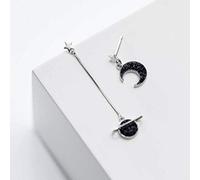 HJZZQH for Women, S925 Female Korean Black Diamond Universe Planet Stars Moon Long Earrings Jewelry
