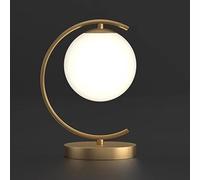 HJZZQH Globe Bedside Table Lamp Brass Desk Light with White Glass Shade Mid-Century Night Stand Lights Ring Table Lamps for Bedroom Living Room Home Office Decor Lighting