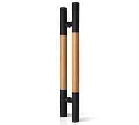 HJZZQH Heavy Duty Set,Sliding Barn Handle Pull Push with Solid Wood Bar,304 Stainless Steel Door Grab Bar,Back To Back Install (Color B, Size : 40cm/16inch) (Black