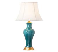 HJZZQH Ice Crack Ceramics Table Lamp American Style Bedroom Bedside Lamp Vase Bedroom Desk Lamp Large Table Lamps for Living Room Study Room Office Night Light