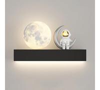 HJZZQH Led Moon Light Child's Astronaut 12W Lamp with White Acrylic Shade, Bedside Wall Lighting Fixtures for Girl Boy Room