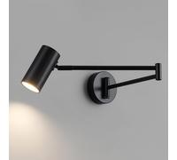 HJZZQH LED Swing Arm Lamp for Bedroom, 7W 3 Color Mode Rotatable Reading and Working, Living Room Office Wall Light Fixtures with Acrylic Lampshade