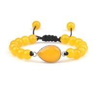 HJZZQH Natural Stone Beads 8mm Bracelet Crystal Bracelets Beads Nature Stones Yellow Round Adjustable Braided Elastic 17cm x 7mm 1PCS for Wedding
