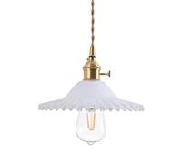 HJZZQH Pendant Light Pleated Hanging Lamp 8.6" Glass Shade Small Chandelier Ceiling Lighting Indoor Single Kitchen Island Lamp Suspended Lights for Dining Room Bedroom