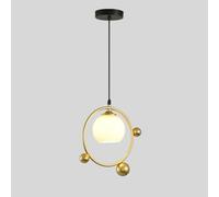 HJZZQH Pendant Light Ring Ceiling Swag Lamp White Glass Hanging Lighting Fixture Geometric Suspension Lamps E27 Droplights for Bedroom Dining Table Kitchen Island