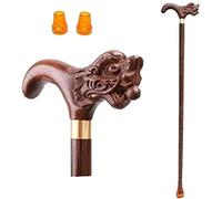 HJZZQH Solid Wooden Walking Cane Wood Canes Mahogany Carved Walking Stick Cane Wood Carving Leading a Walking Stick for The Elderly Wooden Practical Old Man Gifts rollator walkerity Aid for El