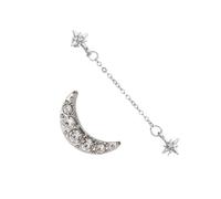 HJZZQH Star Moon Sterling Locket for Women Studs Women's Of The Lid Chain Earrings en Alloy