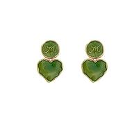 HJZZQH Sweet Romantic Heart Drip Oil Green Women's Festive Party Banquet Jewelry High-end earrings