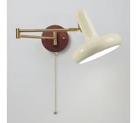 HJZZQH Swing Arm Wooden Lamp with Pull Switch, Bedroom Bedside Vintage Mounted Study Living Room Office Retractable Wall Light Fixtures