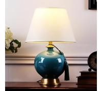 HJZZQH Table lamp Ceramic Decorative Table lampVintage Bedside lamp American Country Style Table Lamps Fabric Shade E27 Living Room & Bedroom Hotel