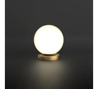 HJZZQH Table Lamp Globe Table Desk Light, Mid Century Round Night Stand Lights with White Glass Brass Base for Bedroom Bedside Lamps Living Room End Table Office