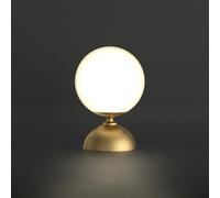 HJZZQH Table Lamp Globe Table Desk Light, Mid Century Round Night Stand Lights with White Glass Brass Base for Bedroom Bedside Lamps Living Room End Table Office