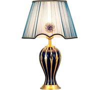 HJZZQH Table Light Nightstand Lamp Ceramic Table Lamp Light Luxury Bedside Lamp Fabric Lampshade Nightstand Lamp for Living Room Bedroom Table Lamps for Bedroom (C 33 * 50cm)