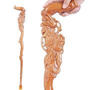 HJZZQH The New Portable Adjustable Crutches, Wood Cane, Hand Carved Crutch Walking Stick Gifts, Fashionable Sturdy Stable for Men and Women-90Cm Ideal for Men or