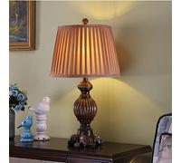 HJZZQH Vintage European Style Desk lamp Decorative Resin Table Lamp Bedroom Night lamp Modernity Minimalism Living with Fabric Shade E27 for Nursery Hotel Cafe 27 * 62cm