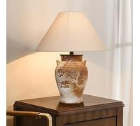 HJZZQH Vintage Japanese Style Table lamp Ceramic Large Table lamp Bedside lamp Minimalism Bedroom Living Room with Fabric Shade E27*1 for Hotel Café Decorative 46 * 55cm